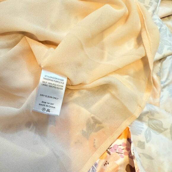 ASTR Women Medium Veida Floral CutoutTangerine Purple High Low Ruffle Midi Dress - Picture 7 of 9